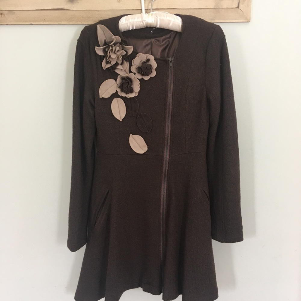 Brown felted wool jacket bohemian 2025 trend